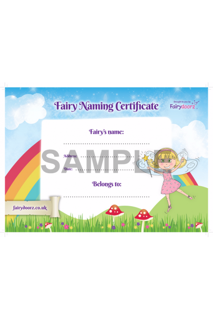 FREE fairy naming certificate for your Fairydoorz home