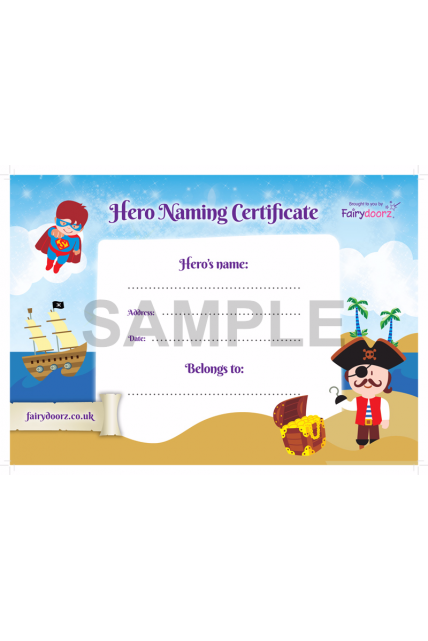 FREE Hero naming certificate for your Fairydoorz home